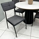 Ver imagem 4 de Mesa Jantar Redonda Mdf 105cm com 4 Cadeiras Estofadas Linho Cor:off White com Preto e Grafite