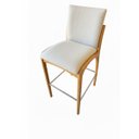 Ver imagem 6 de Kit 2 Banqueta Aura Alta Madeira Maciça E Linho 28 Areia Design Moderno Conforto Com Apoio Para Pés 