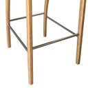 Ver imagem 7 de Kit 2 Banqueta Aura Alta Madeira Maciça E Linho 28 Areia Design Moderno Conforto Com Apoio Para Pés 