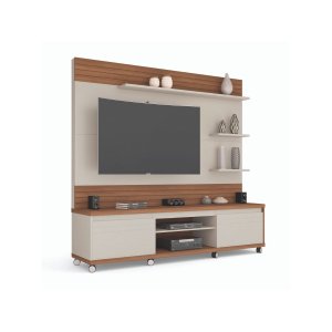 Home Estante de TV até 70" para Sala com Rodinhas Cedro Anto:OffWhite/Freijó
