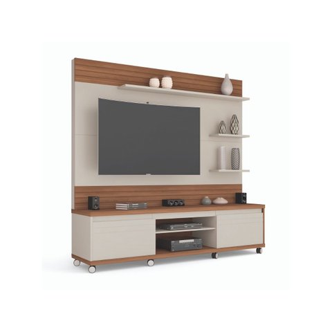 Home Estante de TV até 70" para Sala com Rodinhas Cedro Anto:OffWhite/Freijó