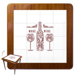 Mesa Madeira Azulejo 80x80cm - Base 4pé 78cm - Natural - More Wine - 2