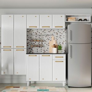 Cozinha de Aço Compacta Diamante 10 Portas 1 Gaveta Branco 818425 - Telasul
