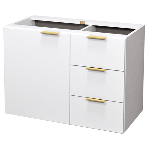 Gabinete Mdf Armário de Banheiro 60cm sem Tampo/cuba Gavetas Lado Direito Puxador Dourado