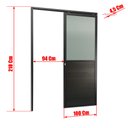 Ver imagem 4 de Porta de Correr Suspensa Meia Lambril Meia Vidro Esq L.25 Preta 210x100 Brimak