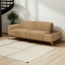 Ver imagem 2 de Sofá Molino 3 Lugares 180cm C/mesa Auxiliar Esquerdo Pés Ouro.f Bouclé Camel - Nexta Casa