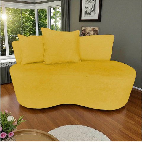 Namoradeira Sofá 2 Lugares Yara Orgânica Couro Amarelo