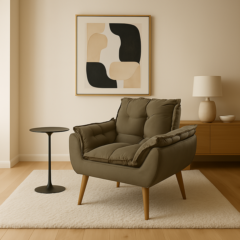 Poltrona Luxo para Recepção Sala Espera Clínica:capuccino