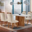 Ver imagem 1 de Mesa Olímpia 120cm Mdf Canto Reto com 4 Cadeiras Carol