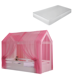 Cama Infantil Montessoriana Solteiro em Mdf com Dossel e Colchão:branco - 2