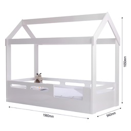 Cama Infantil Montessoriana Solteiro em Mdf com Dossel e Colchão:branco - 4
