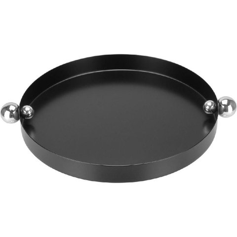 Bandeja Decorativa de Metal Preto 3x27x27cm Servir Mesa Organizar Café Aparador
