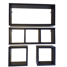 Nicho Organizador Prateleira Mdf para Decoração Kit 04 Peças - Preto Tx - 2