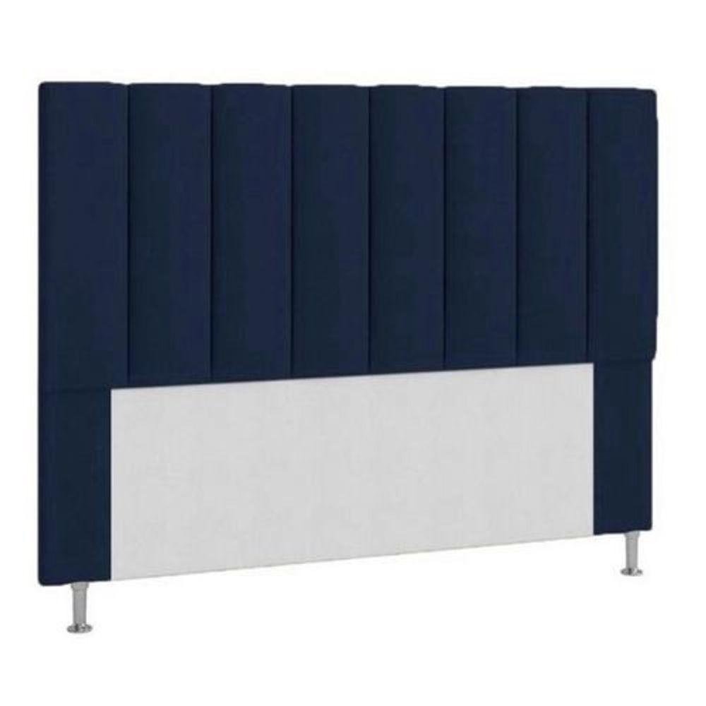 Cabeceira Estofada Cama Box Casal 140 Cm Azul Marinho - 1