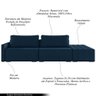 Sofá Ilha Modulado Milos 232cm Puff Lateral Veludo Azul Marinho G33 - Gran Belo - 3