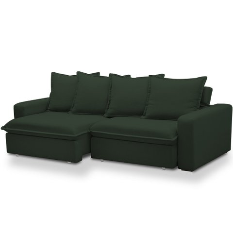 Sofá Retrátil Reclinável para Sala de Estar Living 195cm Vêneto F04 Veludo Verde - Lyam Decor