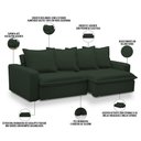 Ver imagem 4 de Sofá Retrátil Reclinável para Sala de Estar Living 195cm Vêneto F04 Veludo Verde - Lyam Decor