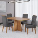 Ver imagem 1 de Conjunto Sala de Jantar Talento Mesa 120x80cm e 4 Cadeiras Iza Mel/cinza - Casa Giulia