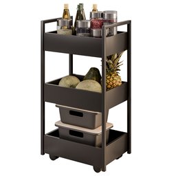 Carrinho Organizador Fruteira 3 Prateleiras Industrial Liss M24 Preto/preto - Mpozenato - 1
