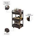 Ver imagem 3 de Carrinho Organizador Fruteira 3 Prateleiras Industrial Liss M24 Preto/preto - Mpozenato