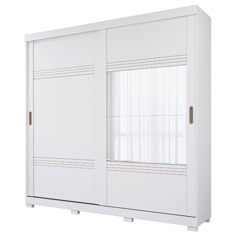 Guarda Roupa Gramado 2 Portas Correr com 2 Espelhos e Pés