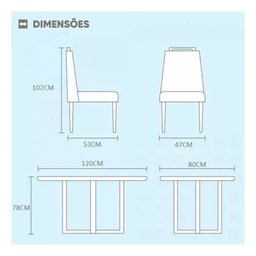 Conjunto Sala de Jantar Mesa 4 Cadeiras Veludo Lisy Tampo C/vidro 120x90 Mundial Móveis - 6