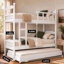 Ver imagem 3 de Treliche Solteiro Madeira Maciça Eucalipto com Cama Auxiliar:Branco
