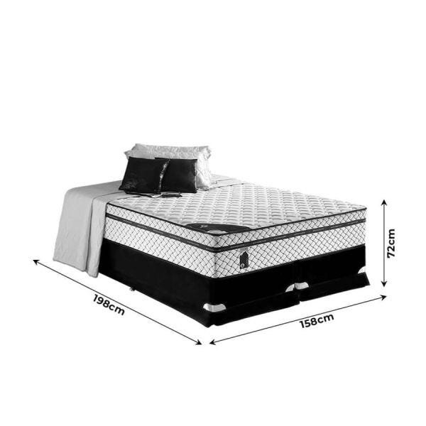 Cama Box Queen Estofama Colchão com Menson com Massageador Branco / Preto Dst - 5