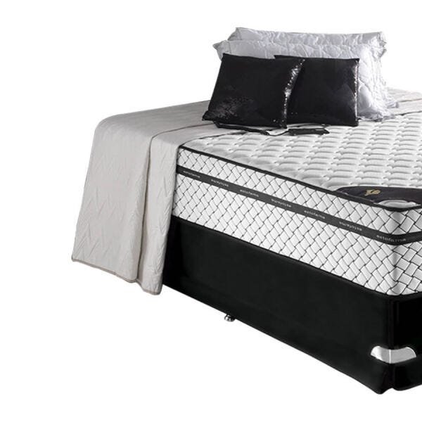 Cama Box Queen Estofama Colchão com Menson com Massageador Branco / Preto Dst - 8