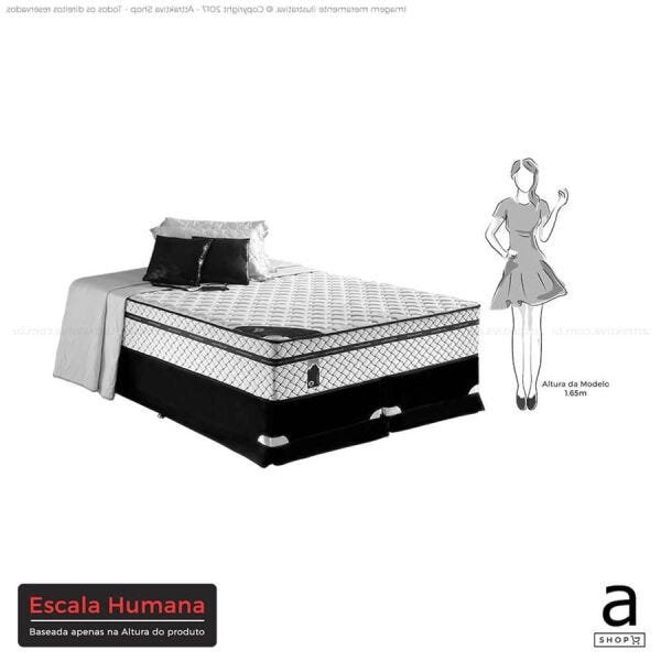 Cama Box Queen Estofama Colchão com Menson com Massageador Branco / Preto Dst - 6