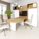 Ver imagem 1 de Mesa de Reunião Orgânica 2m Pés Painel Escritório F5 Office Cor:Macadâmia com Branco