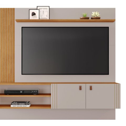 Painel para TV ate 65 Polegadas Preciso JCM Movelaria Off White/Cinamomo