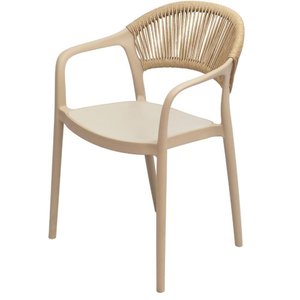 Cadeira com Braço Área Externa Juna Or Design Polipropileno Fendi Encosto Corda Ratan Sintético