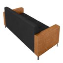 Ver imagem 6 de Sofá Living Decorativo Houston 2 Lugares 160cm Pés em Metal Veludo/ Pu Preto/ Caramelo G33 - Gran Be