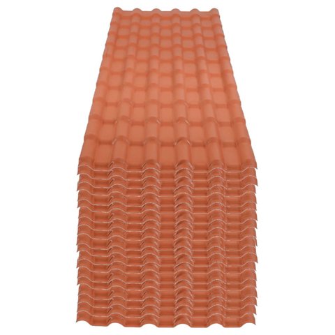 Kit com 20 Telha PVC Plan Cerâmica 2,42 Metros X 88cm com 6 Ondas Terracota - P3010021 - Afort