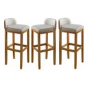 Ver imagem 5 de Kit 3 Banqueta Quadrada Estofado Confortavel Linho Luxuoso Conjunto Area Gourmet Moderna Retro