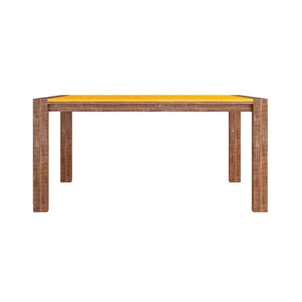 Mesa de Jantar Hermione Retangular com Tampo MDF e Estrutura em Madeira Amarelo / Garapa Ool - 1