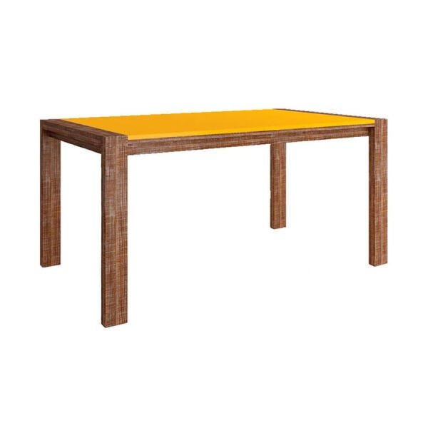 Mesa de Jantar Hermione Retangular com Tampo MDF e Estrutura em Madeira Amarelo / Garapa Ool - 6