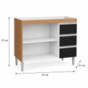 Ver imagem 2 de Balcão Gabinete de Pia 100 cm 2 Portas Andréia sem Tampo - AJL Móveis:Amêndoa/Preto
