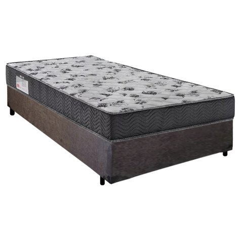 Cama Box Solteiro Suede + Colchão de Espuma D33 - Sereneprime - 88cm Marrom
