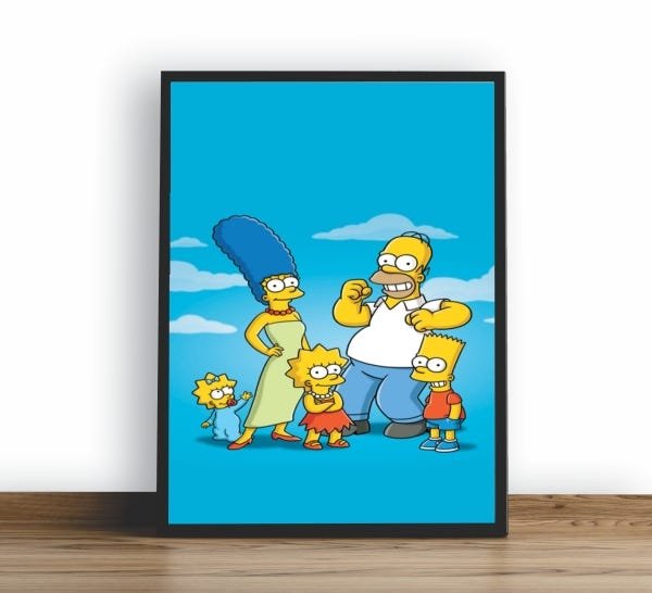Quadro Decorativo Poste Familia Simpsons Marge Bart Homer Madeiramadeira
