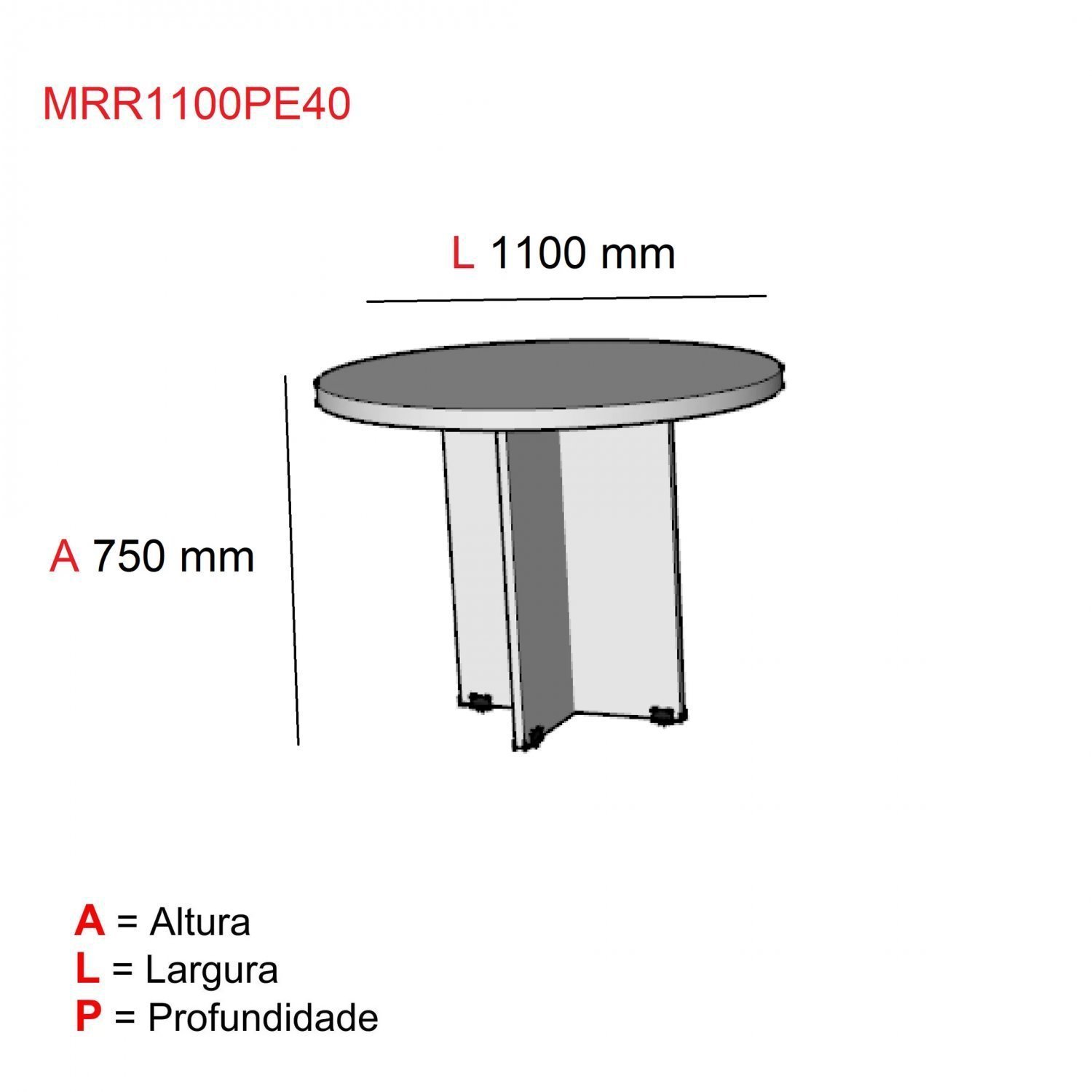 Mesa de Reunião para Escritório Redonda 120cm PE40  - 2