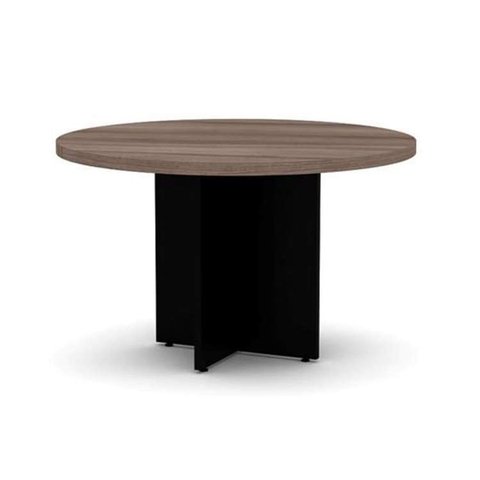 Mesa de Reunião para Escritório Redonda 120cm PE40 Preto/Walnut com