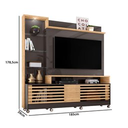 Rack com Painel Frizz Prime c/Rodízios - Titânio/Carvalho - 5