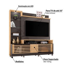 Rack com Painel Frizz Prime c/Rodízios - Titânio/Carvalho - 4