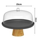 Ver imagem 3 de Boleira Cúpula Plástica 25cm com Pé Bambu Lume Preto Prato para Bolo Doces ou