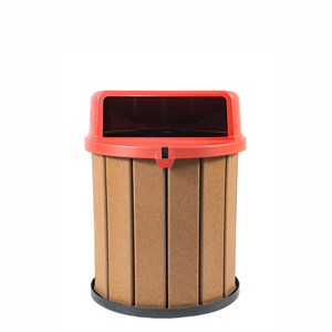 Lixeira Madeira Plástica 75 Litros - 50 Cm:marrom/vermelho