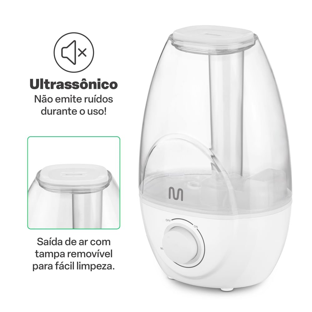 Umidificador de Ar Clear Tank 2,1litros - Bivolt Automático Multi Saúde - Hc210 Hc210 Multilaser Saú - 2