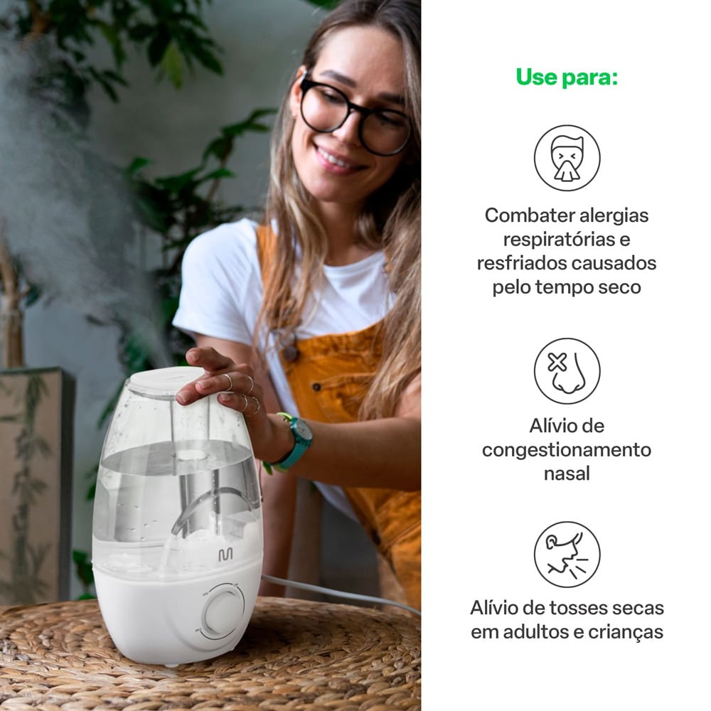 Umidificador de Ar Clear Tank 2,1litros - Bivolt Automático Multi Saúde - Hc210 Hc210 Multilaser Saú - 5