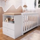 Ver imagem 1 de Kit Quarto Bebê Berço Cômoda Linha Aconchego 171,5cm Branco La006 Completa Móveis